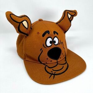 Scooby Doo Snapback Adjustable Flat Bill Hat Embroidered Character Face 3D Ears